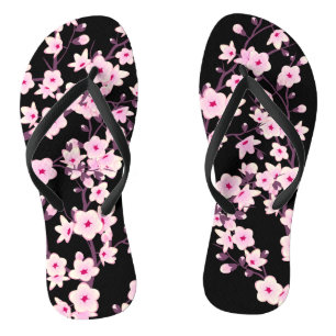 Blumenblüten Rosa Schwarz Badesandalen