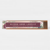 Blumenblüten Rose Gold & Burgund Schreibtischnamensplakette (Vorderseite )