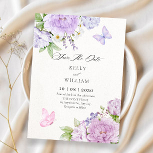 Blumenblüten Schmetterlinge Hochzeit Save The Date