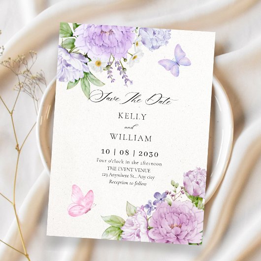 Blumenblüten Schmetterlinge Hochzeit Save The Date