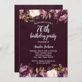 Blumenblütenblüte Lila 70. Geburtstagsparty Einladung (Vorne/Hinten)