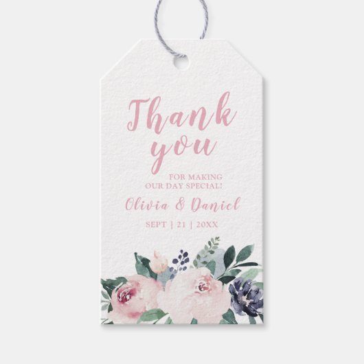 Blumenblütenblütenblüte Hochzeit danke Geschenkanhänger (Vorderseite)