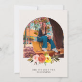 Blumenblütenbogen-Abschluss mit Zitat-Foto Einladung (Rückseite)