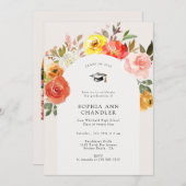 Blumenblütenbogen-Abschluss mit Zitat-Foto Einladung (Vorne/Hinten)