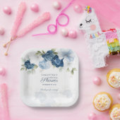 Blumenblütenfarbe Blau Weiße Blume Pappteller (Party)