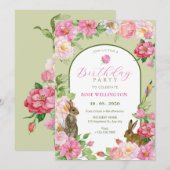 Blumenblütenfest Geburtstag Einladung (Vorne/Hinten)