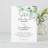 Blumenblütenhochzeit in Weiß und Grün Einladung (Stehend Vorderseite)