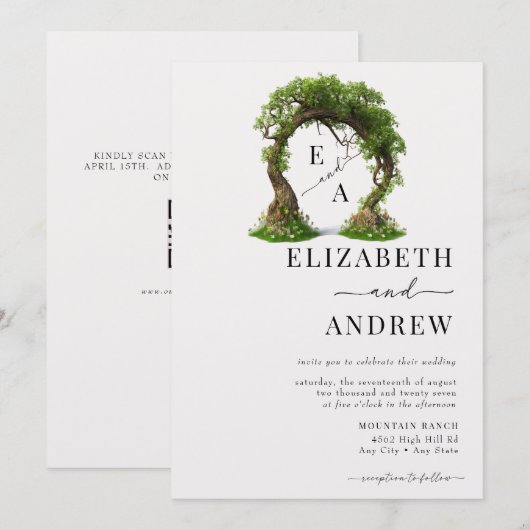 Blumenbogen | Baumhochzeit Einladung (Vorne/Hinten)