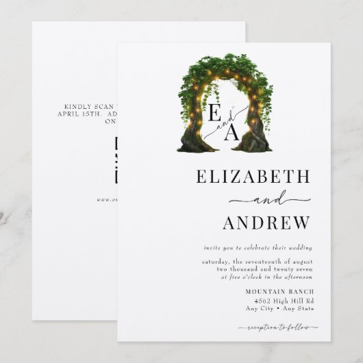 Blumenbogen | Baumhochzeit Einladung (Vorne/Hinten)