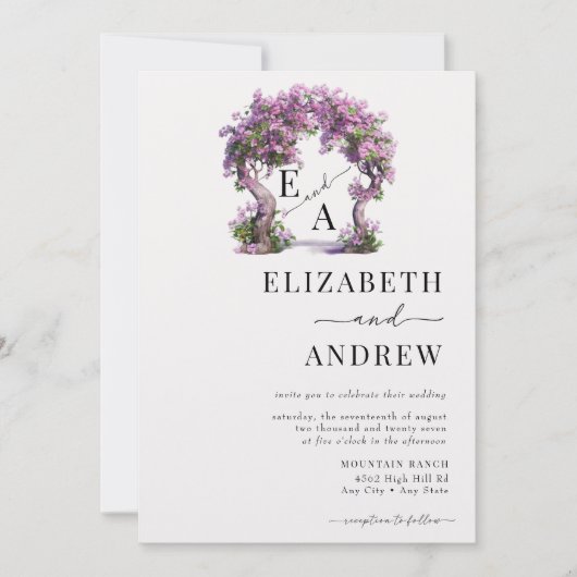 Blumenbogen | Baumhochzeit Einladung (Vorderseite)