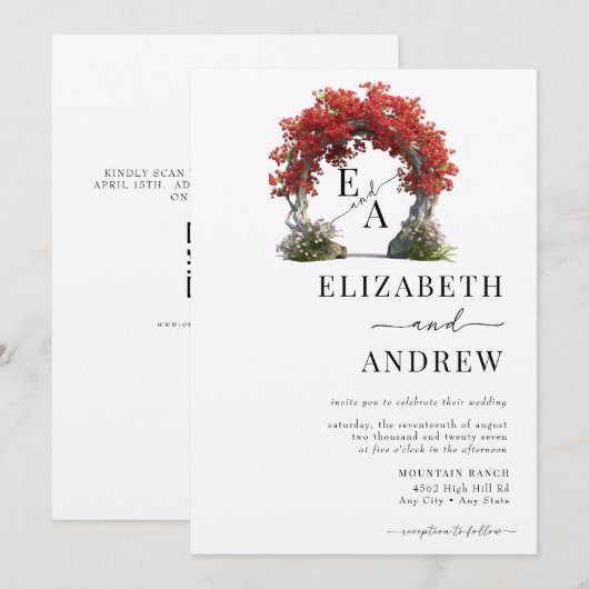 Blumenbogen | Baumhochzeit Einladung (Vorne/Hinten)