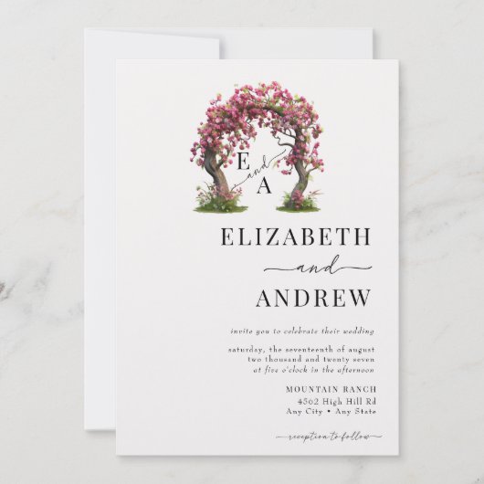 Blumenbogen | Baumhochzeit Einladung (Vorderseite)