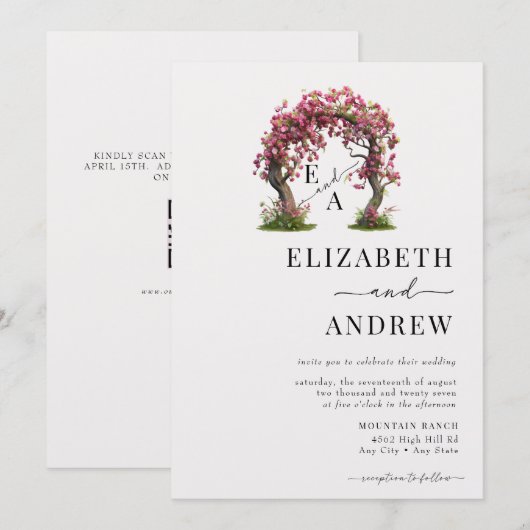 Blumenbogen | Baumhochzeit Einladung (Vorne/Hinten)