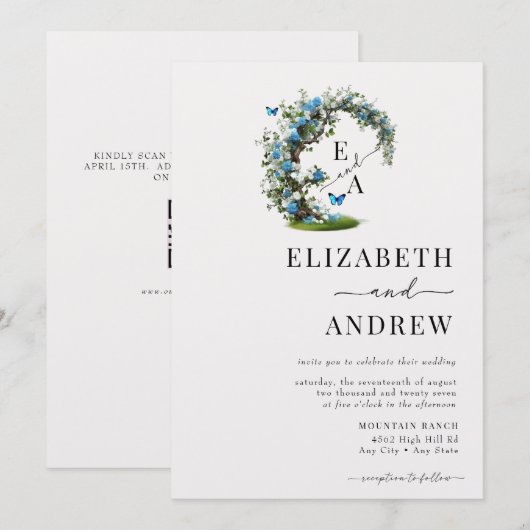 Blumenbogen | Baumhochzeit Einladung (Vorne/Hinten)