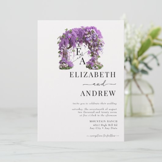 Blumenbogen | Baumhochzeit Einladung (Stehend Vorderseite)