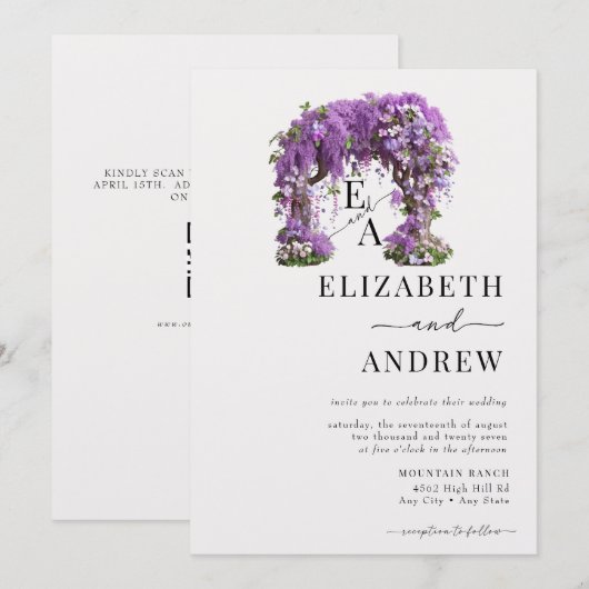 Blumenbogen | Baumhochzeit Einladung (Vorne/Hinten)