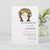 Blumenbogen | Baumhochzeit Einladung (Stehend Vorderseite)