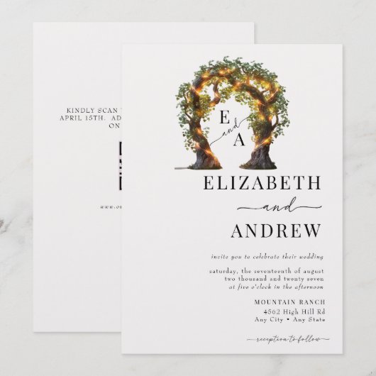 Blumenbogen | Baumhochzeit Einladung (Vorne/Hinten)