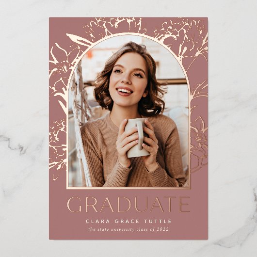 Blumenbogen Foto Abschluss Ankündigung (Vorderseite)