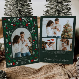 Blumenbogen Frohe Weihnachten Foto Feiertagskarte Einladung