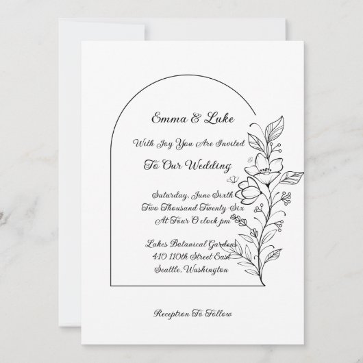 Blumenbogen-Hochzeitseinladung Einladung (Vorderseite)