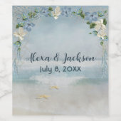 Blumenbogen mit nautischem Netz Weinetikett (Einzelnes Label)