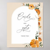 Blumenbogen, orange fallen Karten und Geschenke Poster (Vorne)