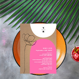 Blumenbögen Rosa Monogramm-Hochzeit Menükarte