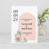 Blumenbogen Save the Date Einladung (Stehend Vorderseite)