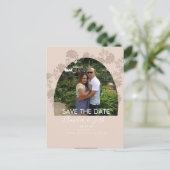 Blumenbogen Save the Date Foto Postkarte (Stehend Vorderseite)