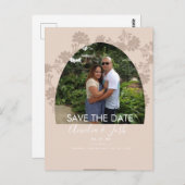 Blumenbogen Save the Date Foto Postkarte (Vorne/Hinten)