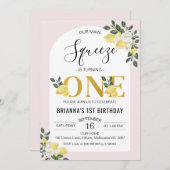 Blumenbogen Unser Hauptpresse 1. Geburtstag Einladung (Vorne/Hinten)