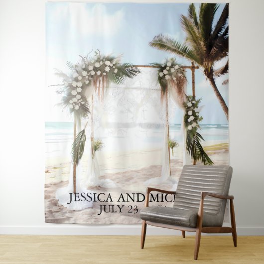 Blumenbogen Wedding Beach Wandteppich