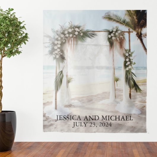 Blumenbogen Wedding Beach Wandteppich