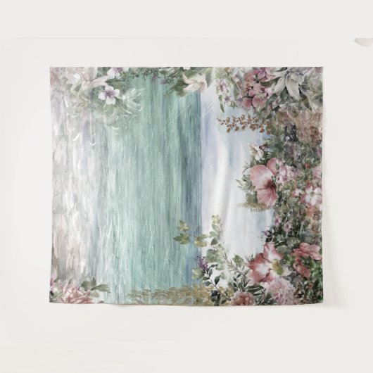 Blumenbogen zum Meer Hochzeitsfeier Wandteppich (Vorderseite (Horizontal))