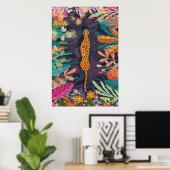 Blumenboho Retro Dschungel Leopard Gelbmulticolor Poster (Heimbüro)