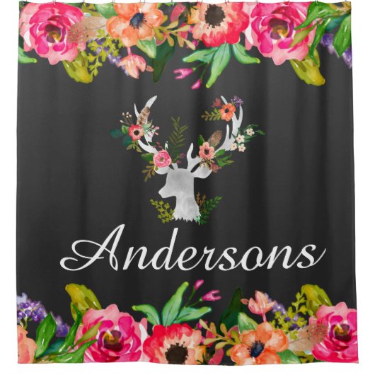 BlumenBoho Rotwild-Bad-Duschvorhang personalisiert Duschvorhang (Vorderseite)