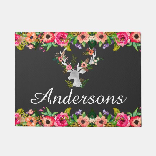 BlumenBoho Rotwild-personalisierte Fußmatte (Vorderseite)