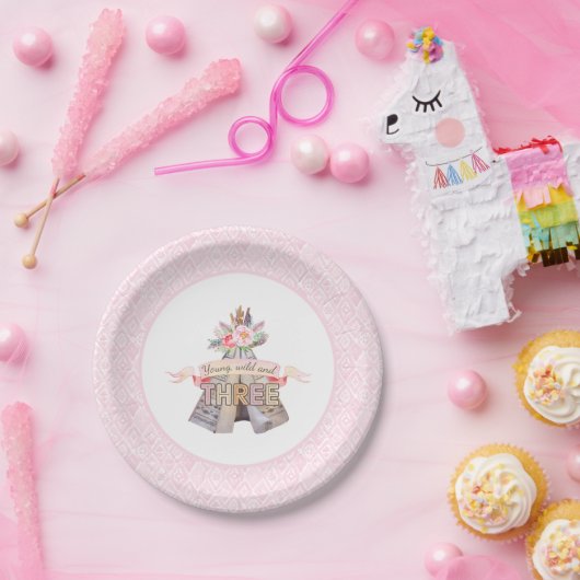 BlumenBoho Stammes- Teepee-junger wilder 3. Pappteller (Party)