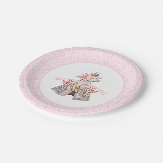 BlumenBoho Stammes- Teepee-junger wilder 3. Pappteller (Schrägansicht)