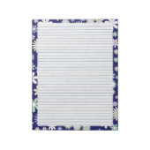Blumenbord, blaue Linien Papier Pad - 8,5" x 11" Notizblock (Rotiert)
