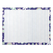 Blumenbord, blaue Linien Papier Pad - 8,5" x 11" Notizblock (Vorderseite)