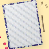 Blumenbord, blaue Linien Papier Pad - 8,5" x 11" Notizblock