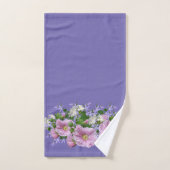 Blumenborder Hollyhocks auf Periwinkle Hintergrund Badhandtuch Set (Handtuch)