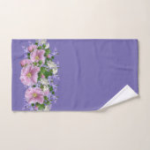 Blumenborder Hollyhocks auf Periwinkle Hintergrund Badhandtuch Set (Handtuch)