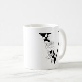 Blumenbotanischer Initialbrief V Monogramm V Kaffeetasse (VorderseiteRechts)