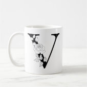 Blumenbotanischer Initialbrief V Monogramm V Kaffeetasse (Links)