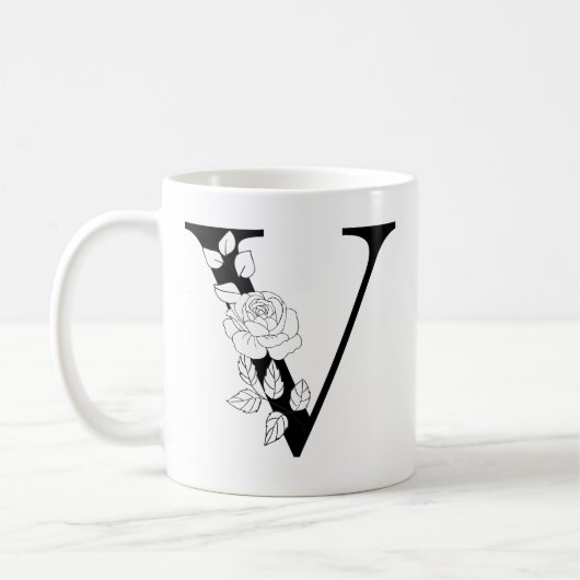 Blumenbotanischer Initialbrief V Monogramm V Kaffeetasse (Links)