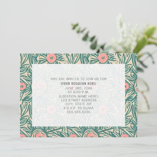 Blumenbotanisches Party für alle Zwecke Einladung (Stehend Vorderseite)