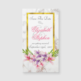 BlumenBouquet auf weißem Marmor Save the Date Magnetkarte